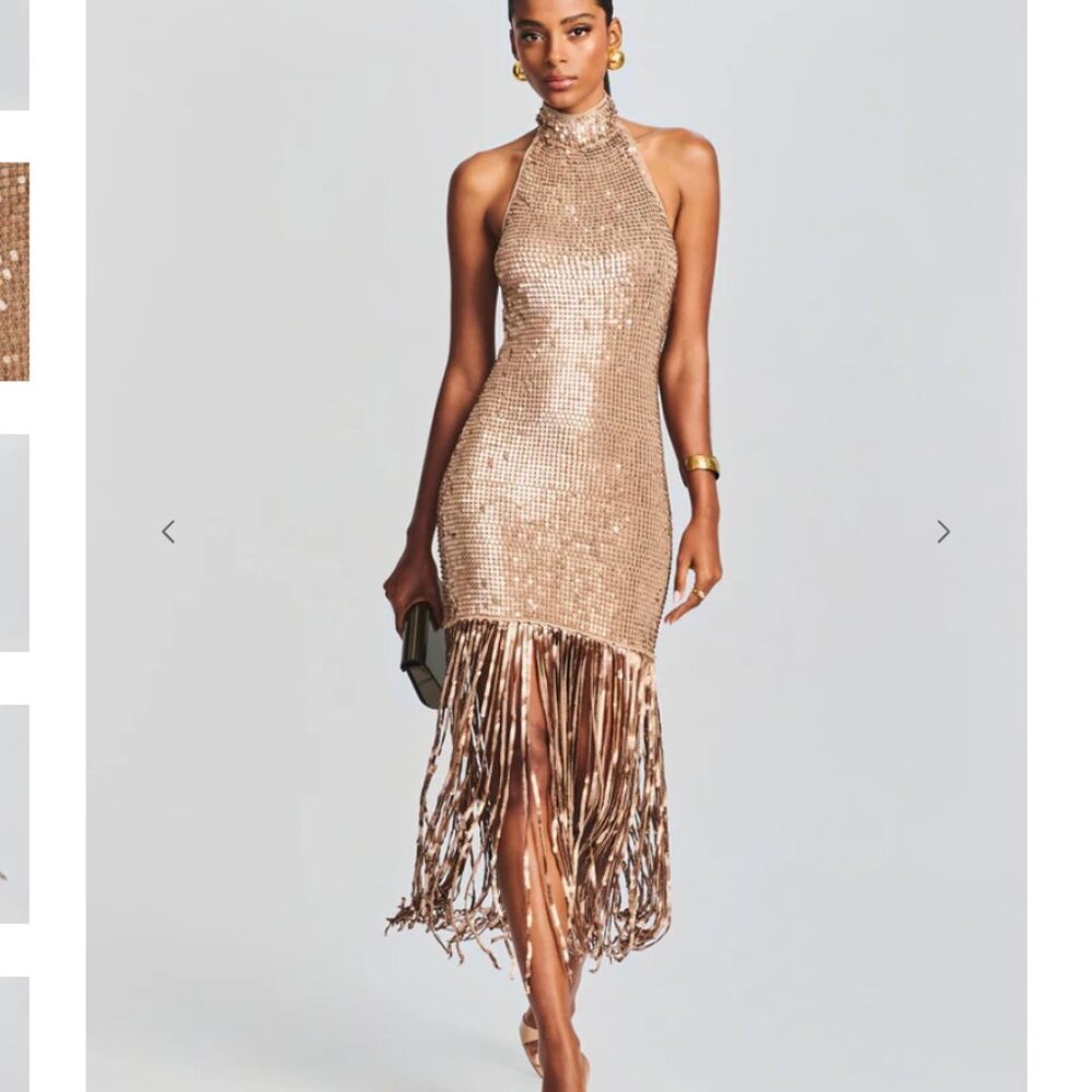 Retrofete Renzo Dress in Metallic Tannin color, Sequins, NWT Size M/L